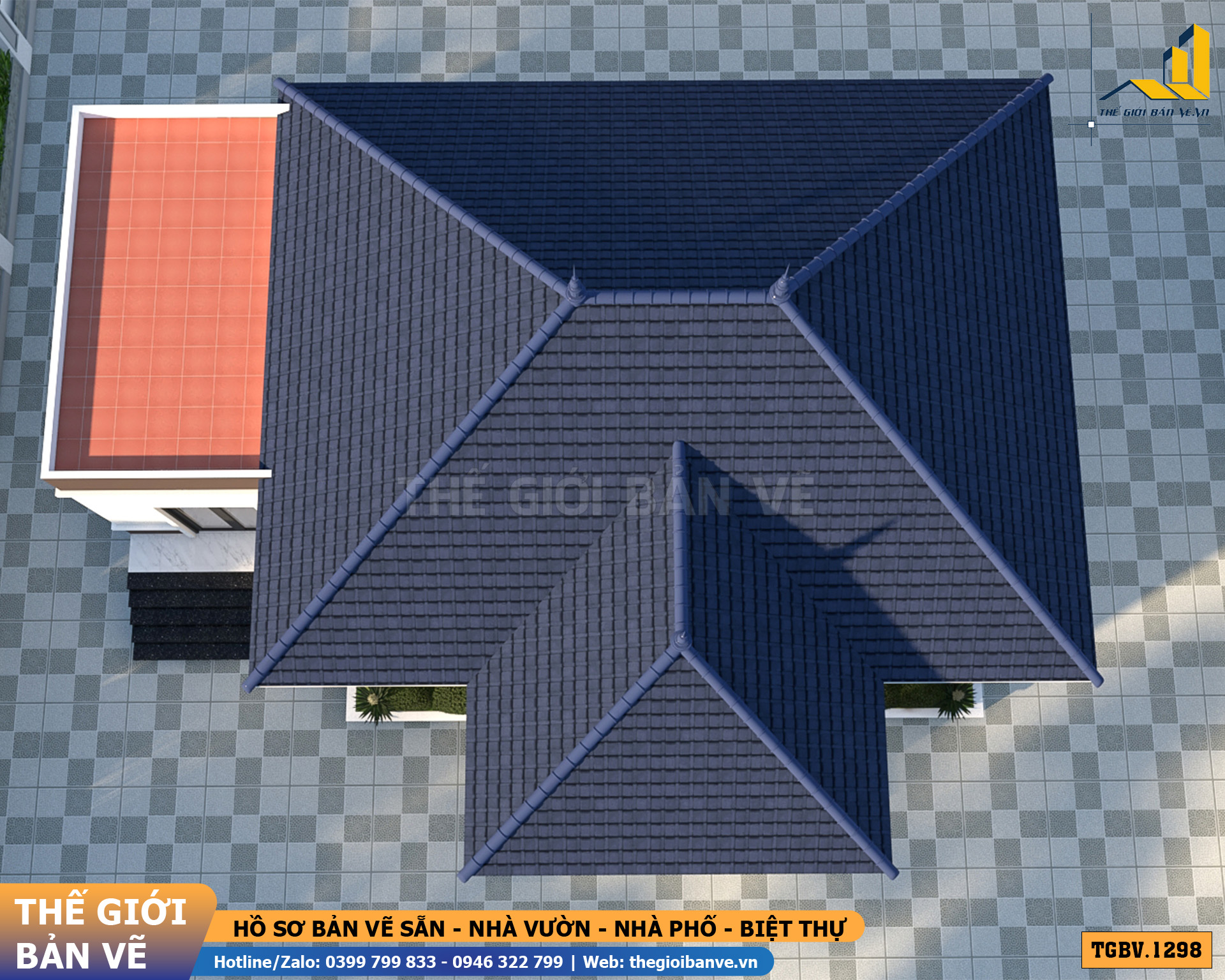 Nhà Vườn Mái Nhật 15x8.7m – 4 Phòng Ngủ Hiện Đại, Tiện Nghi | TGBV.1298