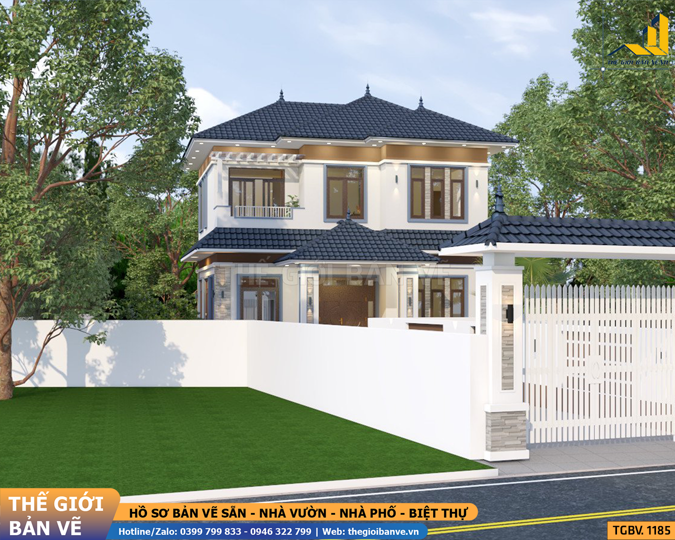 Biệt Thự Mái Nhật 2 Tầng 10.4x10.9m – 4 Phòng Ngủ | TGBV.1185