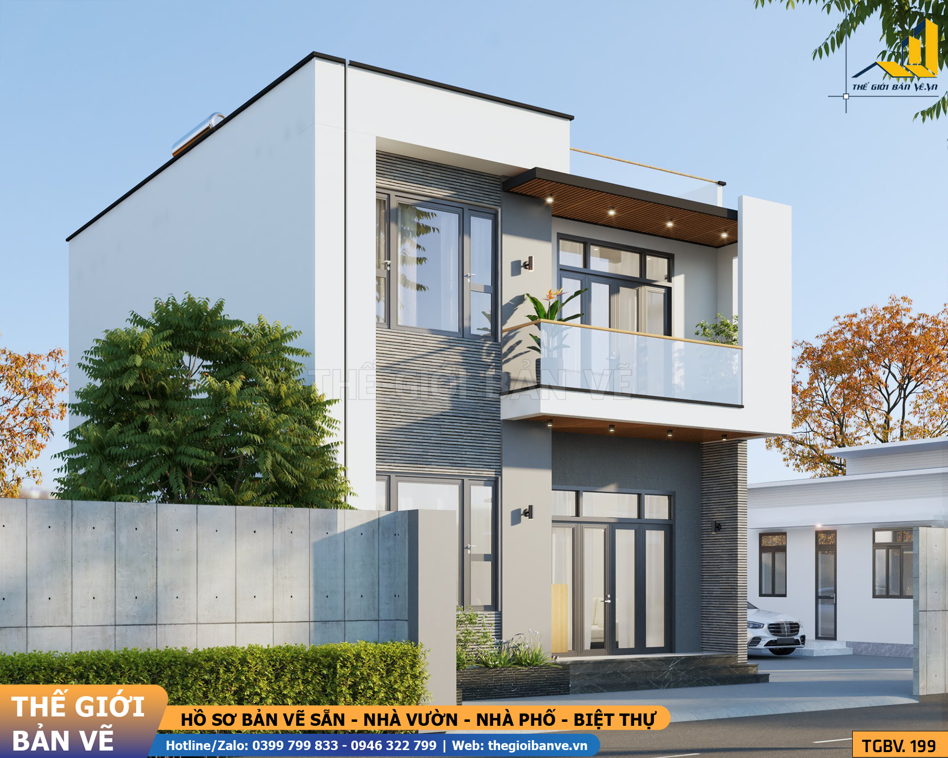 Biệt Thự Mái Bằng Hiện Đại 8.4x11.2m – 4 Phòng Ngủ | TGBV.1199