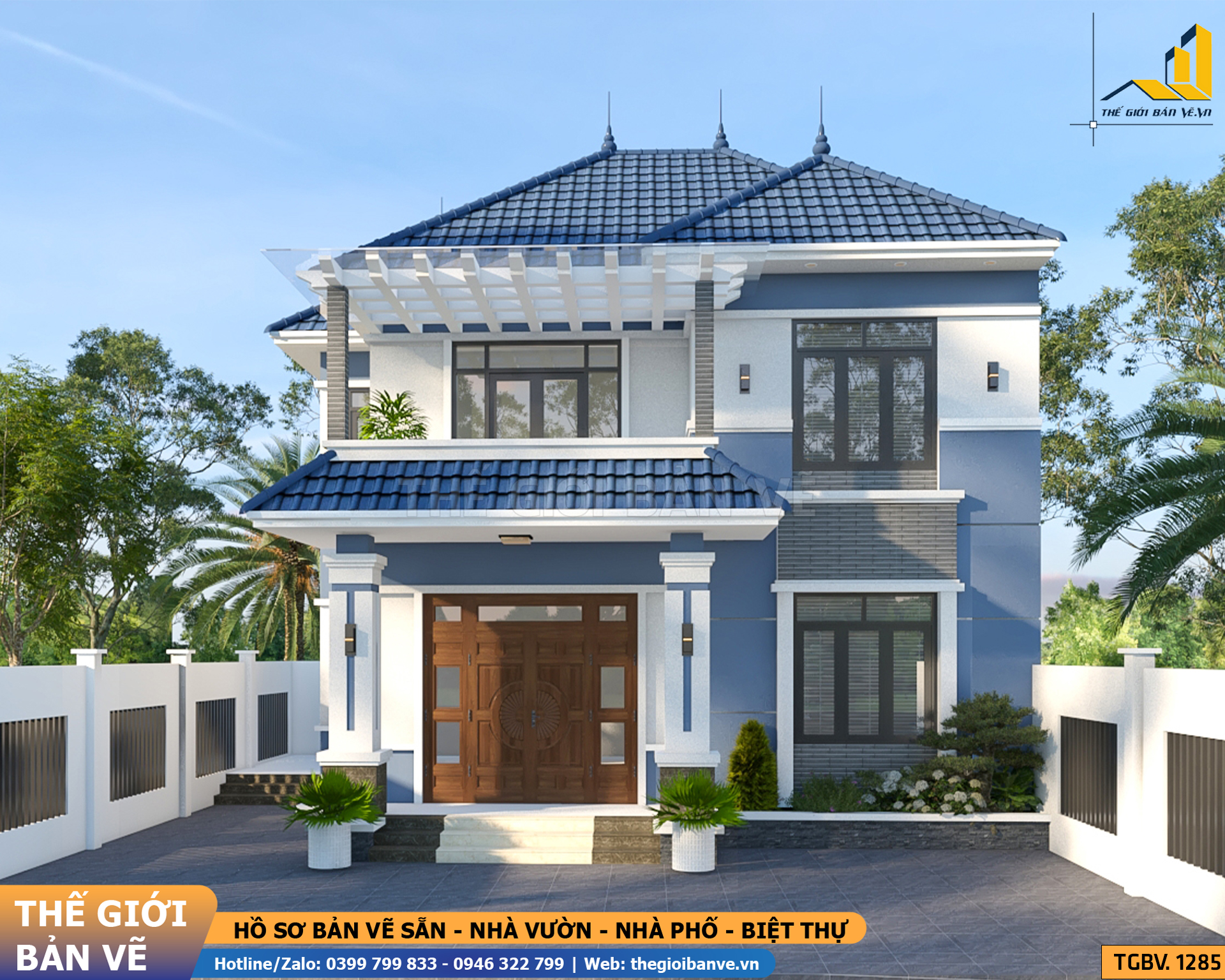 Biệt Thự Mái Nhật 2 Tầng 12.1x10.3m – 3 Phòng Ngủ | TGBV.1285