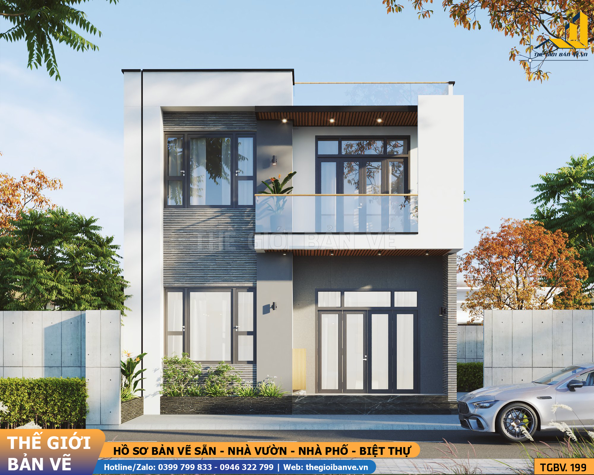 Biệt Thự Mái Bằng Hiện Đại 8.4x11.2m – 4 Phòng Ngủ | TGBV.1199