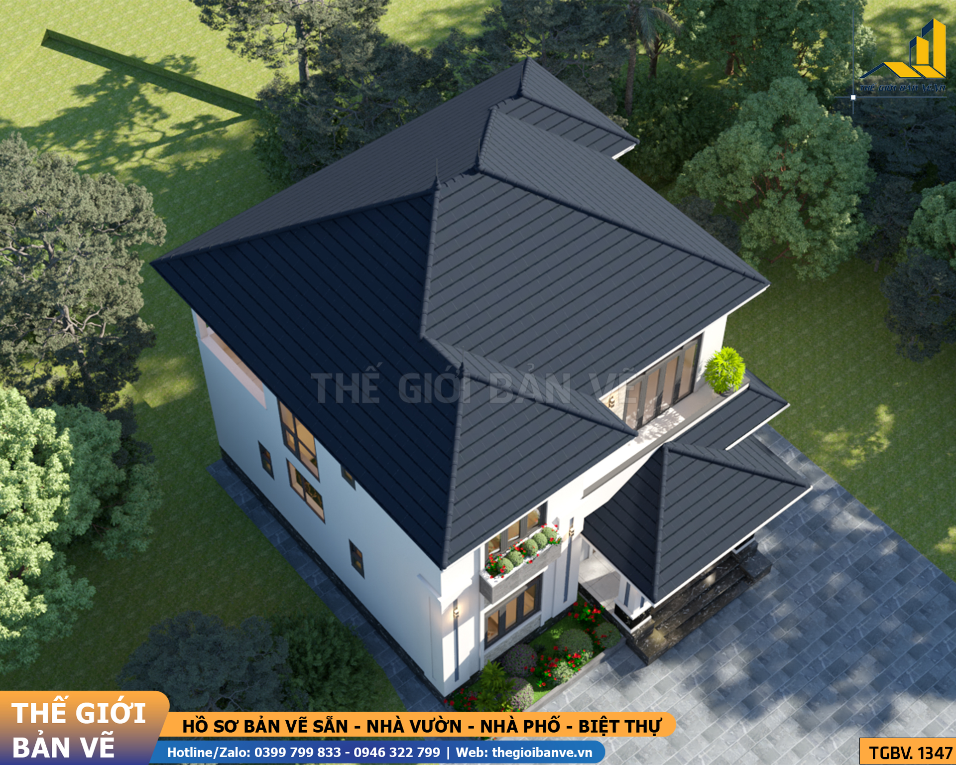 Biệt Thự Mái Nhật 2 Tầng 10.4x12.6m – 5 Phòng Ngủ | TGBV.1347