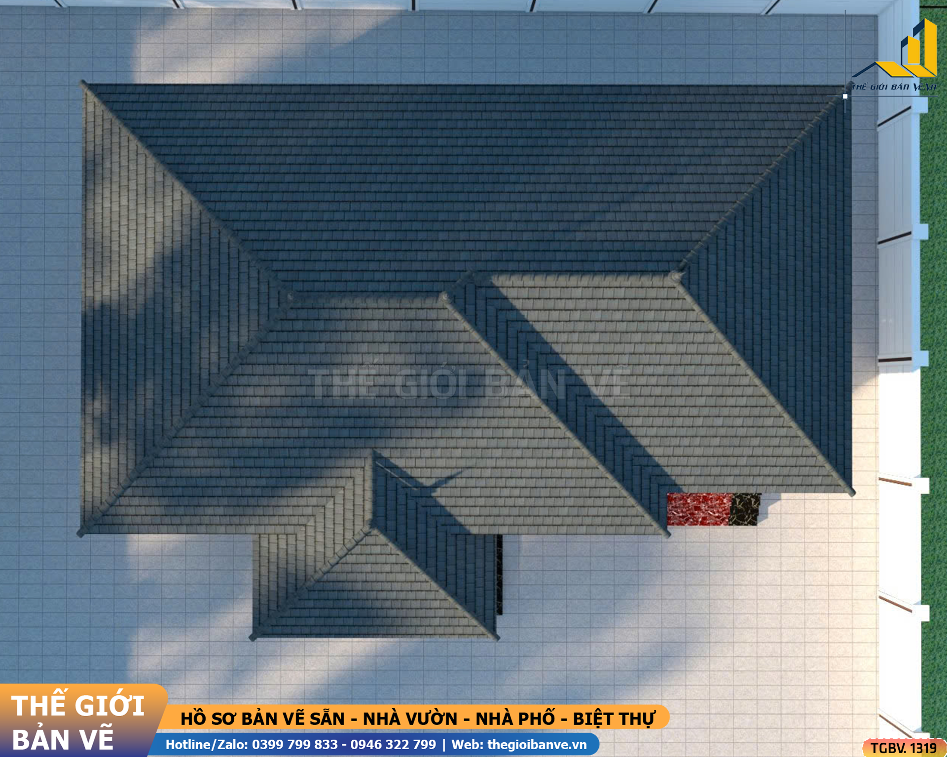 Nhà Vườn Mái Nhật 16.6x13.1m – 4 Phòng Ngủ | TGBV.1319