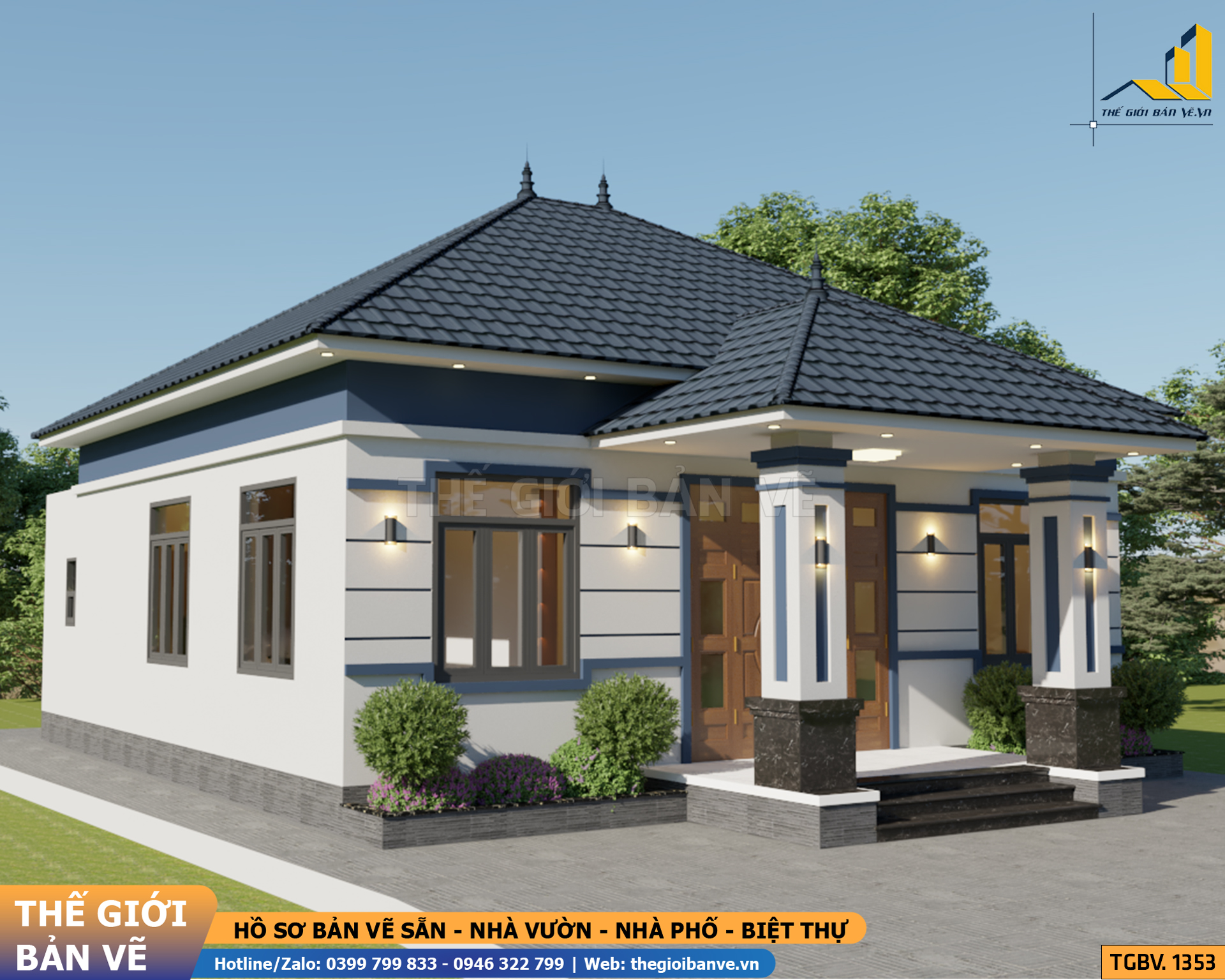 Nhà  Vườn Mái Nhật 11.2x14.3m - 3 Phòng Ngủ | TGBV.1353