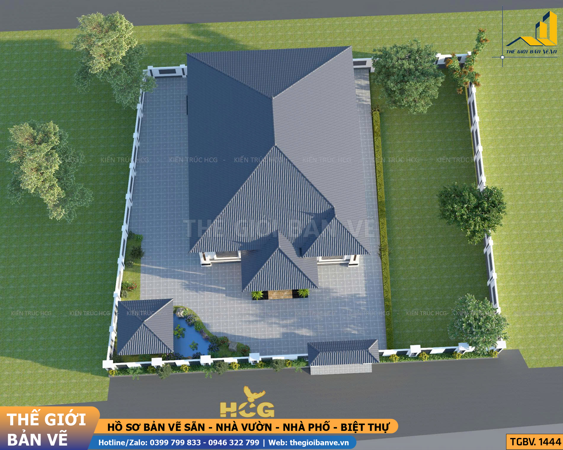 Nhà Vườn Mái Nhật 12.6x19.9m - 4 Phòng Ngủ | TGBV.1444