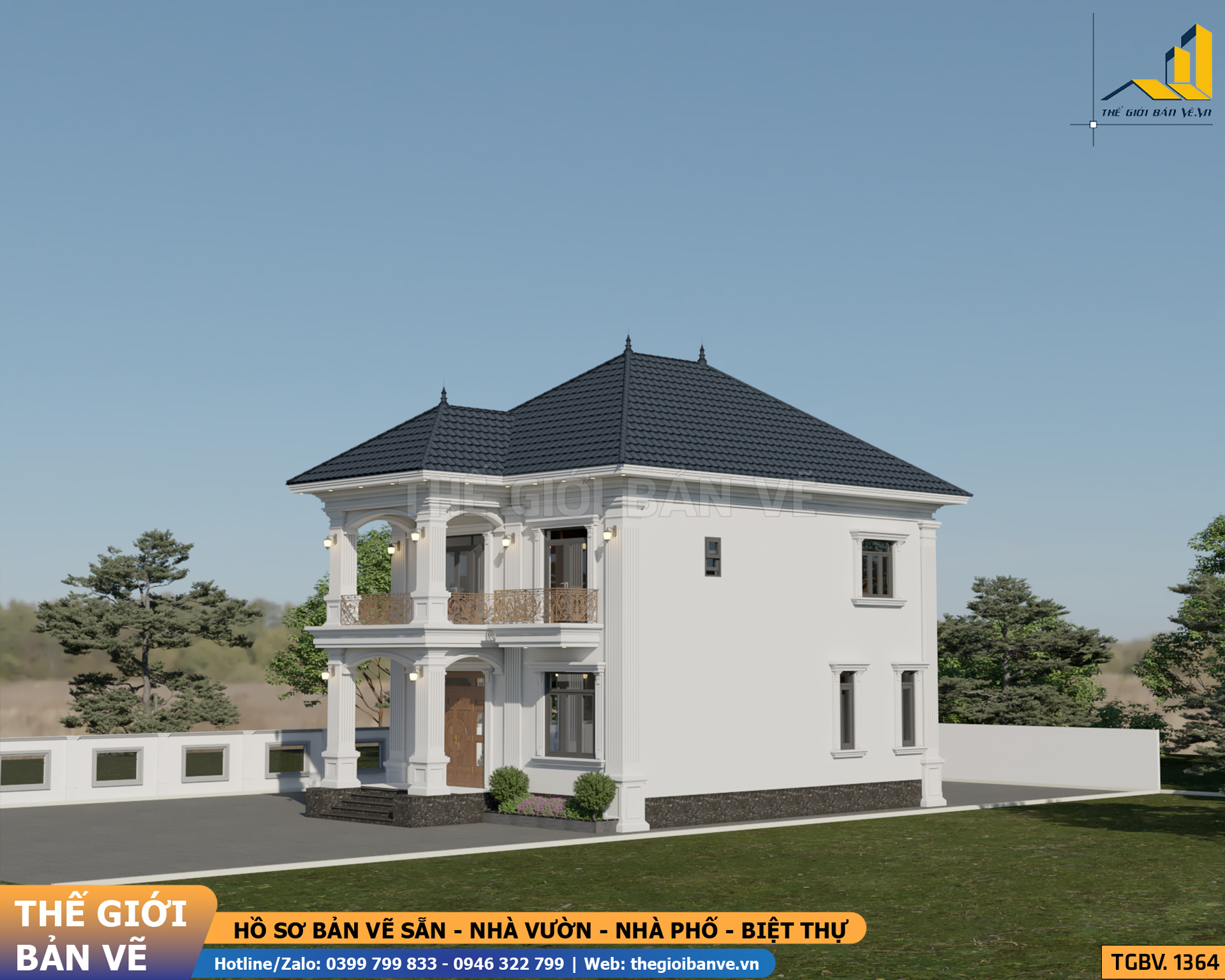 Biệt Thự Mái Nhật 2 Tầng 15.1x9m – 4 Phòng Ngủ | TGBV.1364